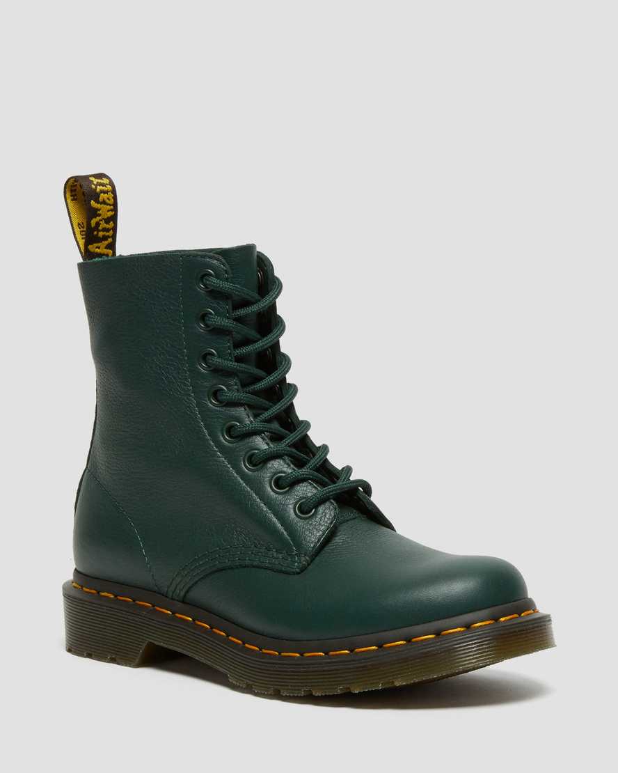 Dr. Martens 1460 Pascal Virginia Deri Kadın Originals Botlar - Bot Koyu Yeşil |JHODK4697|